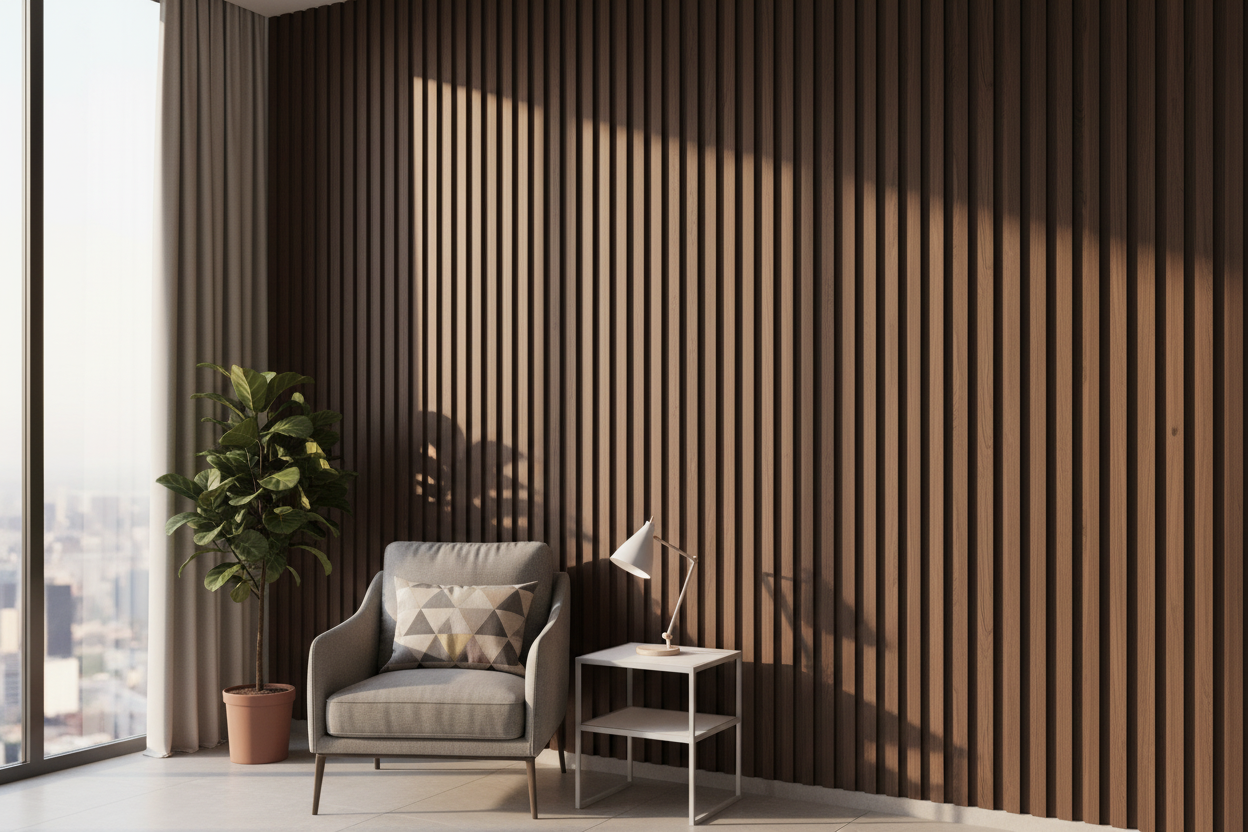 WPC Fluted Panel in Modern Interior